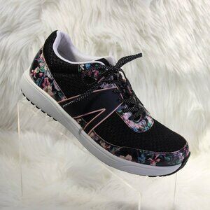 TRAQ by Alegria Lace-Up Mesh Sneakers 🌸 Qarma 2 Black Mesh & Floral🌸 EUR SZ 38